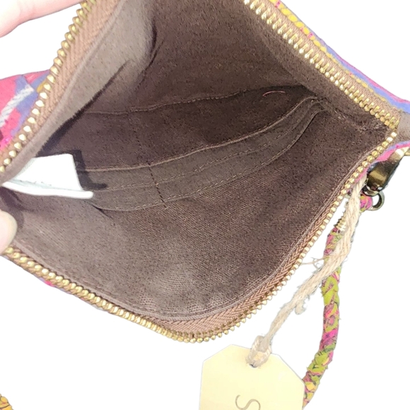 Sari Bari Pink and Blue Striped Women's Bag - Picture 3 of 4